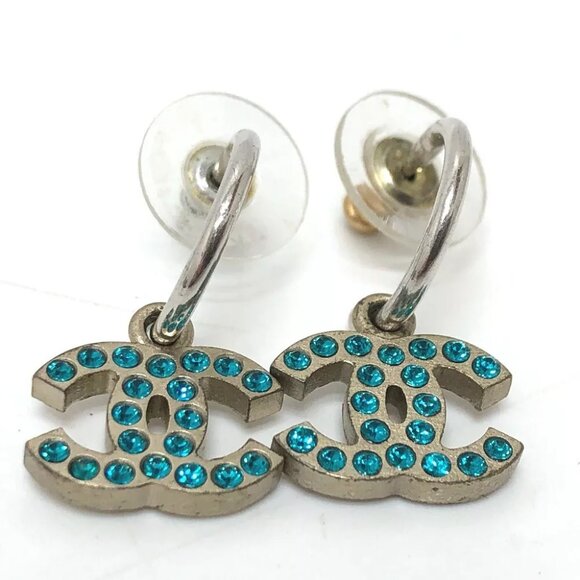 CHANEL 06P CC Mark Rhinestone Pierce Metal Silver - Picture 12 of 12